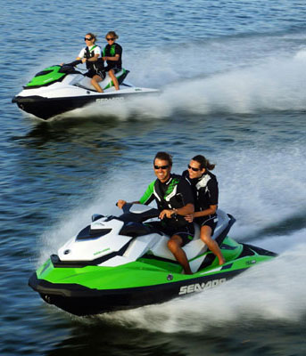 Two couples renting Sea-Doo Jet Skis